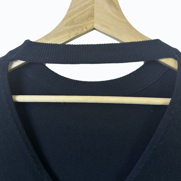 Olivaceous Teal Green Ruffled Sleeve Knit Dress With V-Neck Back & High Neckline - Picture 5 of 16